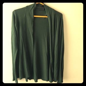 Bobeau open front cardigan L forest green